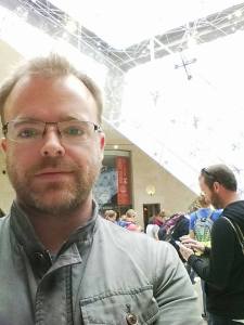 In line at the Louvre. We missed the free day by 24 hours. 